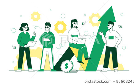 Business management, sales growth and strategy marketing. Company growth profit vector symbols illustrations. Productive strategy development 95608245