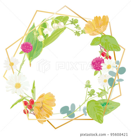 Natural and botanical flower line enclosing frame 95608421
