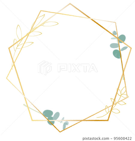 桉樹和樹葉金線框插圖素材 95608422