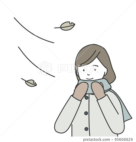 戴圍巾和手套的年輕女子 95608829