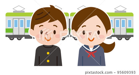 Illustration of a student going to school by train 95609393
