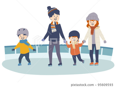 Illustration of a family enjoying skating Illustration of a family enjoying skating 95609593