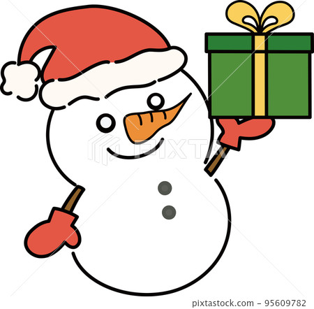 一個帶著禮物的雪人的插圖 95609782