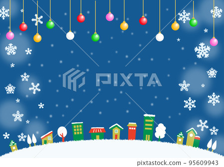 Christmas background material Glittering beautiful cityscape Blue 95609943