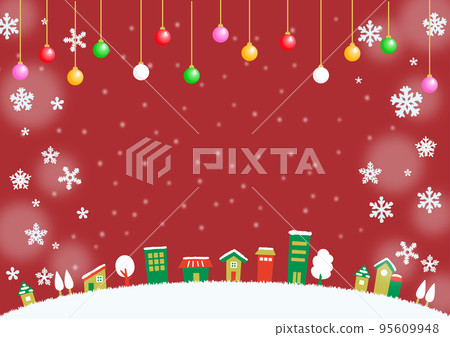 聖誕節背景材料閃閃發光的美麗城市景觀紅色 95609948