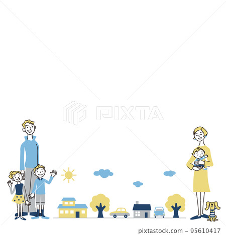 Close family and town scenery 95610417