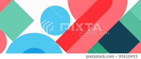 Minimal geometric abstract background. Circle square and triangle design. Trendy techno business template for wallpaper, banner, background or landing 95610455