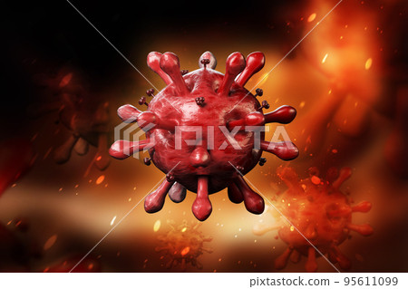 3d rendered HIV Virus  in color background 95611099