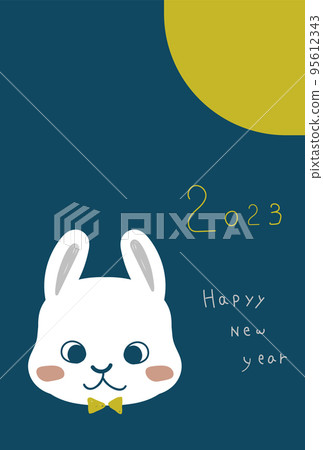 兔生肖新年賀卡明信片模板垂直 95612343