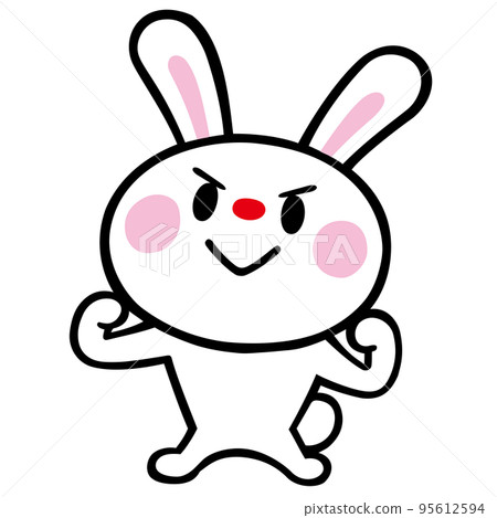 Rabbit doing a guts pose Rabbit doing a guts pose 95612594