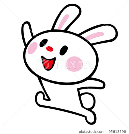 一隻舉起右手奔跑的兔子 95612596