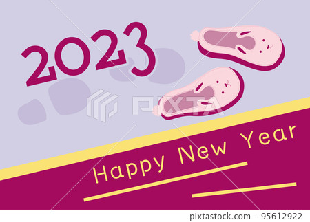 兔鞋新年賀卡材料2023 95612922