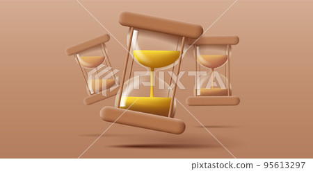 glass sand clock 3d illustration, sand flowing - Stock Illustration ...