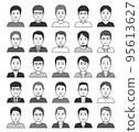 Middle-aged male avatar icon front monochrome 95613627