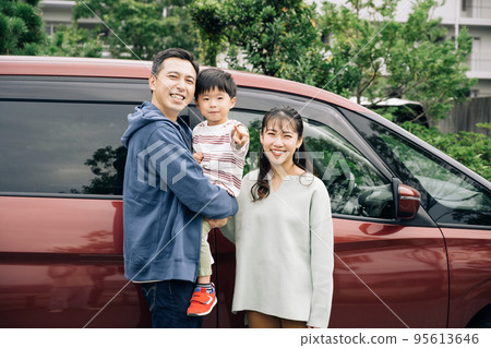 Family image driving with a boy 95613646