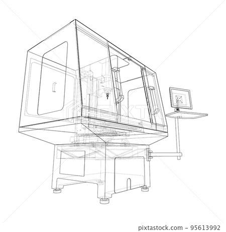 Metalworking CNC milling machine. Vector Metalworking CNC milling machine. Vector 95613992