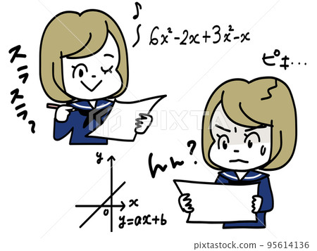 因看不懂所學內容而慌張的初中女生 95614136