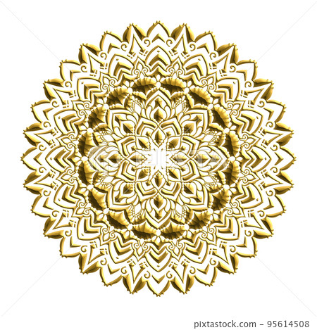 Mandala art (gold engraving style, flower, geometric pattern, lace style) Mandala art (gold engraving style, flower, geometric pattern, lace style) 95614508