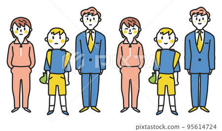 一個支持家庭的年輕照顧者一張嚴肅的臉和一個微笑插圖素材 一個支持家庭的年輕照顧者一張嚴肅的臉和一個微笑插圖素材 95614724