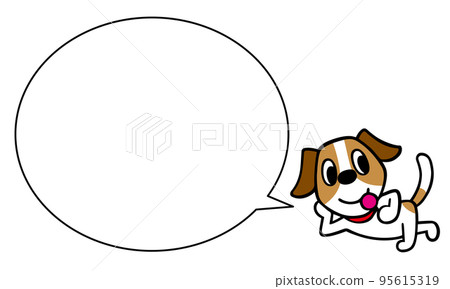 Jack Russell Terrier Dog Relaxing while Licking Candy Speech Bubble 95615319