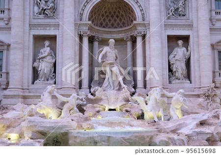 Trevi Fountain in Rome. Fontana di Trevi is one of the most famous landmark in Rome, Italy. 95615698