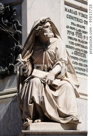 Prophet Isaiah by Revelli on the Column of the Immaculate Conception on Piazza Mignanelli in Rome, Italy Prophet Isaiah by Revelli on the Column of the Immaculate Conception on Piazza Mignanelli in Rome, Italy 95615718
