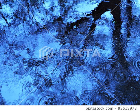 Rainy day ripples water crests 95615978