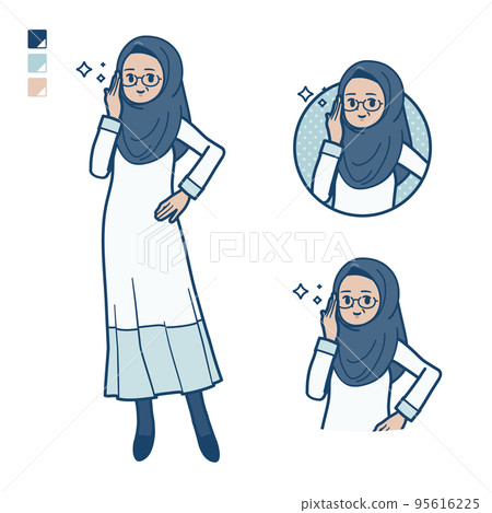Illustration of a senior Arabian woman wearing glasses Illustration of a senior Arabian woman wearing glasses 95616225
