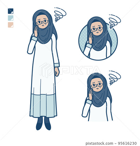 一位資深阿拉伯婦女遇到麻煩的插圖 一位資深阿拉伯婦女遇到麻煩的插圖 95616230