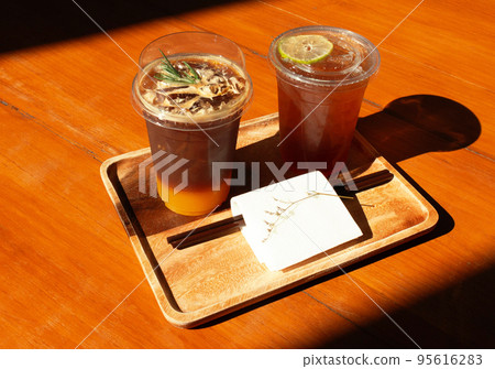ice coffee and tea under sunlight ice coffee and tea under sunlight 95616283