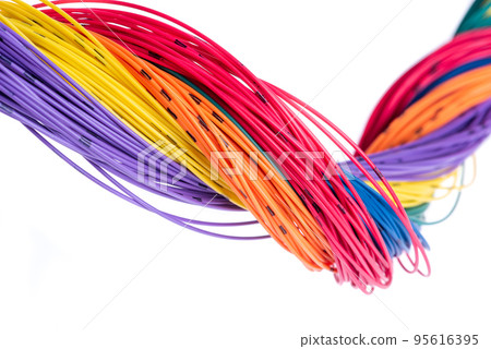 Colorful cable isolated on white background 95616395