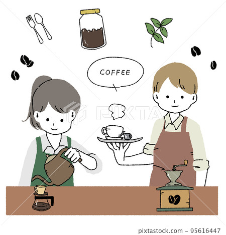 Cafe clerk/staff image illustration set 95616447
