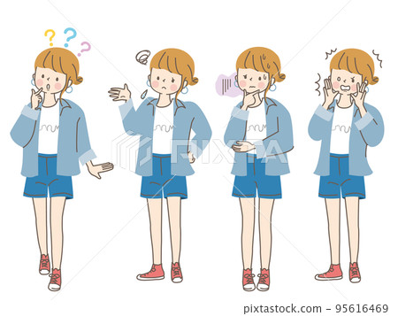 年輕女性的負面表達矢量圖素材 年輕女性的負面表達矢量圖素材 95616469