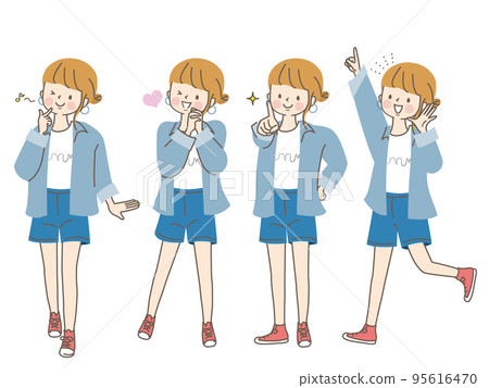 Young woman's positive expression vector illustration material 95616470