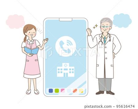 Image illustration material to explain medical treatment on a smartphone Image illustration material to explain medical treatment on a smartphone 95616474
