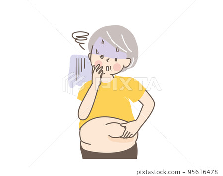 Vector illustration material of a senior woman who is fat and shocked Vector illustration material of a senior woman who is fat and shocked 95616478