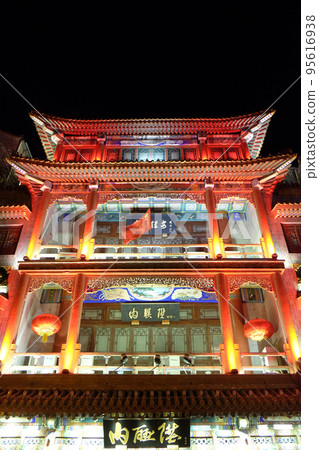Traditional Chinese building on the Qianmen street, a famous old shopping street over hundreds years in Beijing, China Traditional Chinese building on the Qianmen street, a famous old shopping street over hundreds years in Beijing, China 95616938