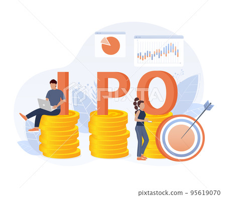 IPO, initial public offering, investment opportunity or make profit from new stock concept. Return on investment, financial solutions, passive income. 95619070