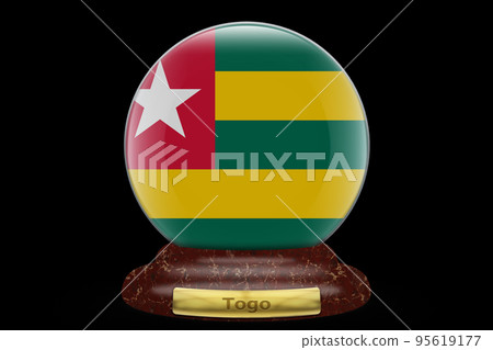 3D Flag of Togo on a globe 3D Flag of Togo on a globe 95619177