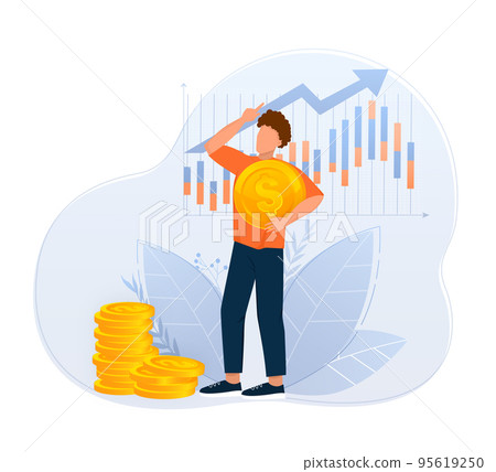 ROI, return on investment performance measure from cost invested and profit efficiency. Business growth arrows to success. Vector illustration 95619250
