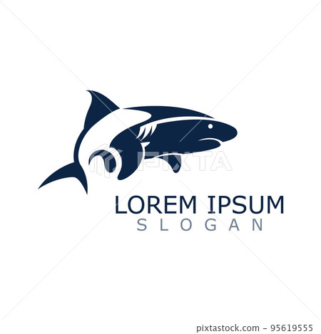 Shark Logo animal sea design icon vector silhouette template 95619555