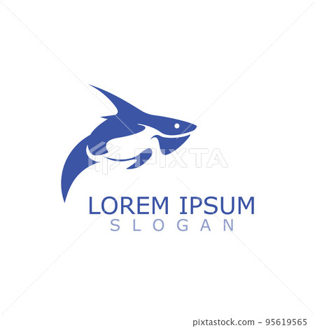 Shark Logo animal sea design icon vector silhouette template 95619565