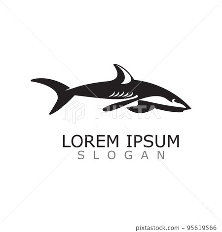 Shark Logo animal sea design icon vector silhouette template 95619566