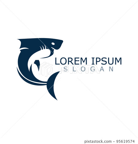 Shark Logo animal sea design icon vector silhouette template 95619574