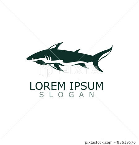 Shark Logo animal sea design icon vector silhouette template 95619576