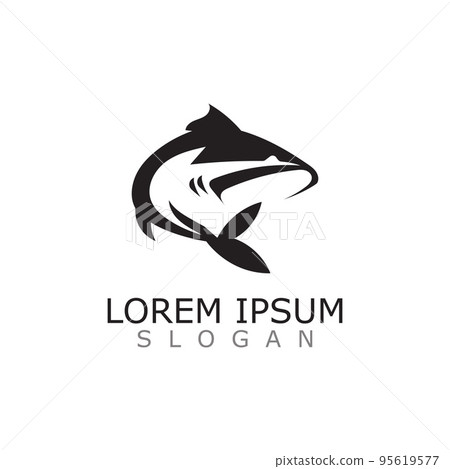 Shark Logo animal sea design icon vector silhouette template 95619577