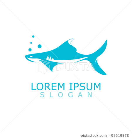 Shark Logo animal sea design icon vector silhouette template 95619578