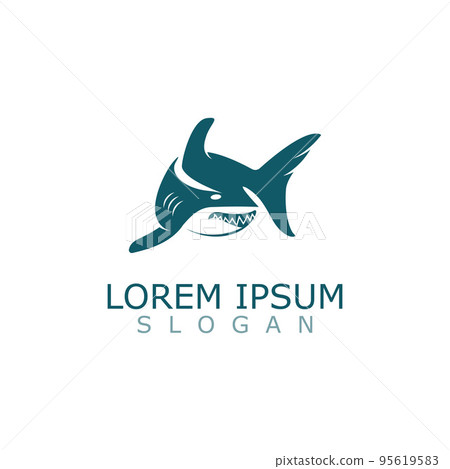 Shark Logo animal sea design icon vector silhouette template 95619583