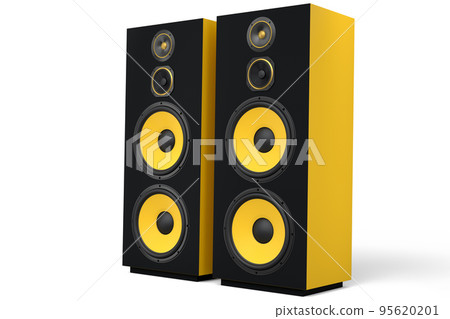 Hi-fi speakers with loudspeakers for sound recording studio on white background. Hi-fi speakers with loudspeakers for sound recording studio on white background. 95620201