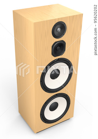 Hi-fi speakers with loudspeakers for sound recording studio on white background. Hi-fi speakers with loudspeakers for sound recording studio on white background. 95620202